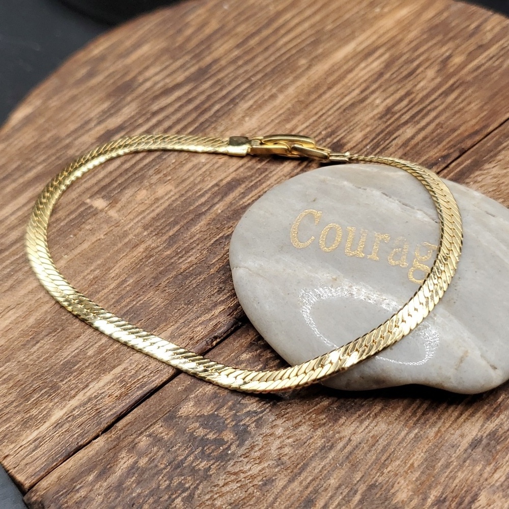 B2728 herringbone yellow brick road bracelet 💛 gold‎ tone